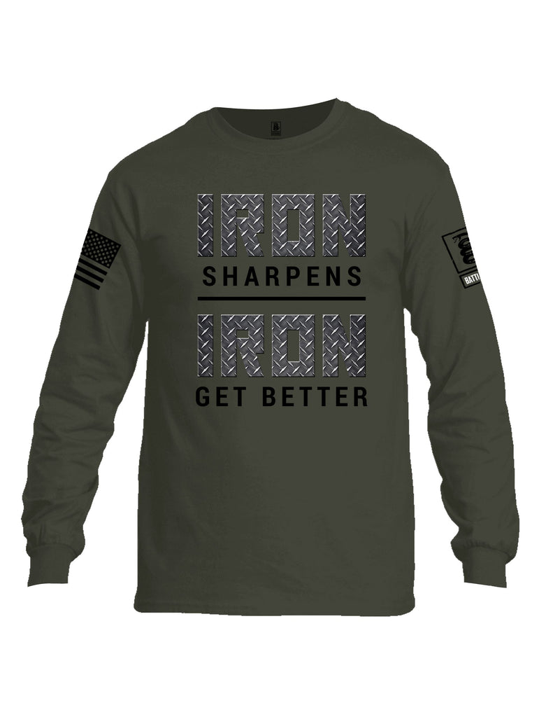 Battleraddle Iron Sharpens Iron Get Better Black Sleeves Men Cotton Crew Neck Long Sleeve T Shirt