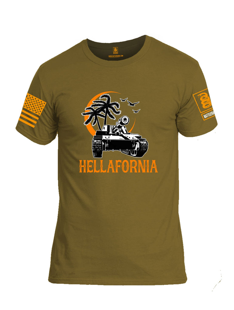 Battleraddle Hellafornia Orange Sleeves Men Cotton Crew Neck T-Shirt