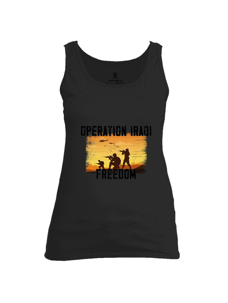 Battleraddle Operation Iraqi Freedom Soldiers Black Sleeves Women Cotton Cotton Tank Top