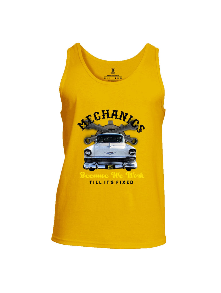 Battleraddle Mechanics Because We Work Black Sleeves Men Cotton Cotton Tank Top