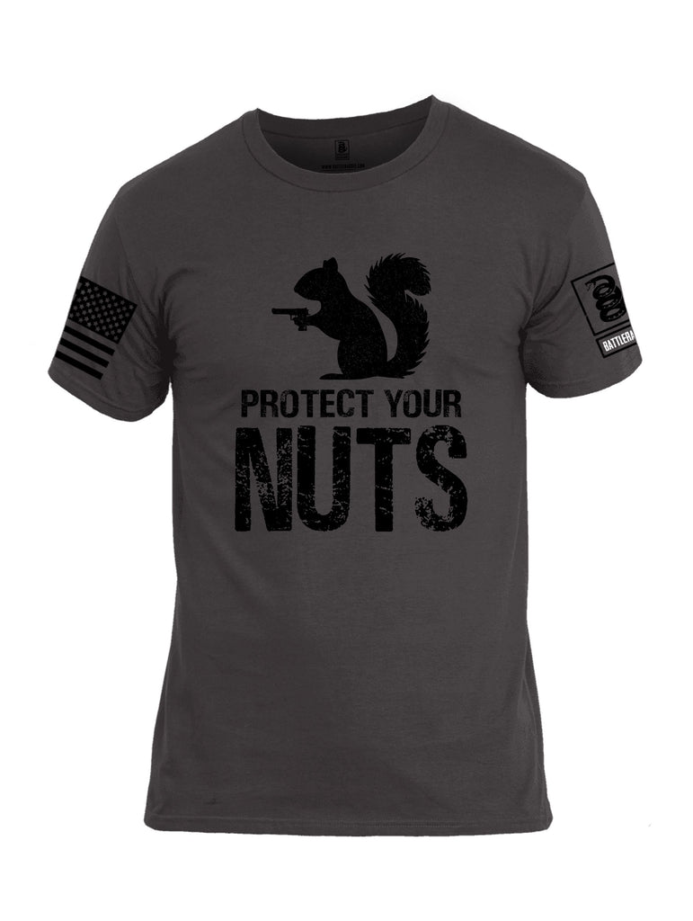 Battleraddle Protect Your Nuts  Black Sleeves Men Cotton Crew Neck T-Shirt