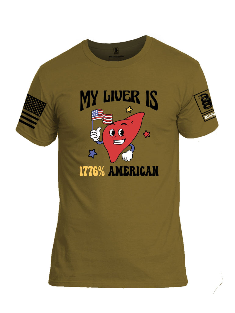 Battleraddle My Liver Is 1776 American  Black Sleeves Men Cotton Crew Neck T-Shirt