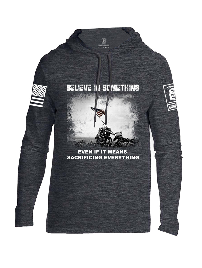 Battleraddle Believe In Something  White Sleeves Men Cotton Thin Cotton Lightweight Hoodie