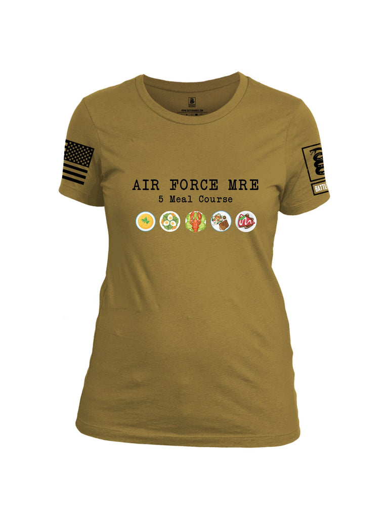 Battleraddle Air Force Mre 5 Meal Course Black Sleeves Women Cotton Crew Neck T-Shirt