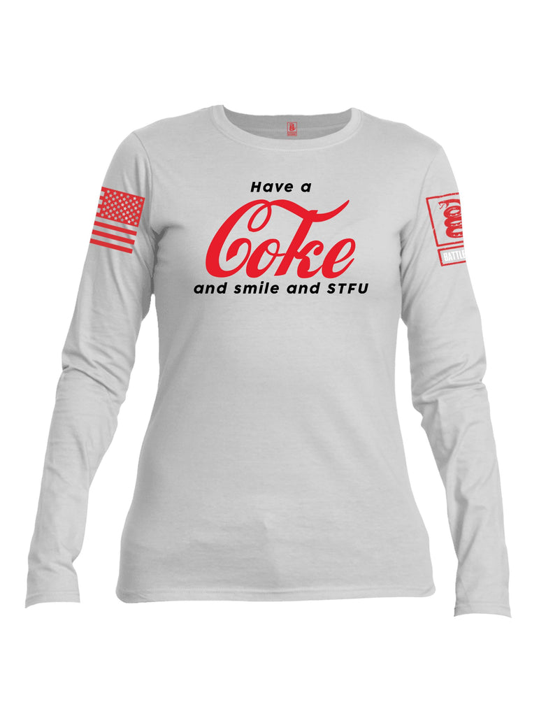 Battleraddle Have A Coke  Red Sleeves Women Cotton Crew Neck Long Sleeve T Shirt