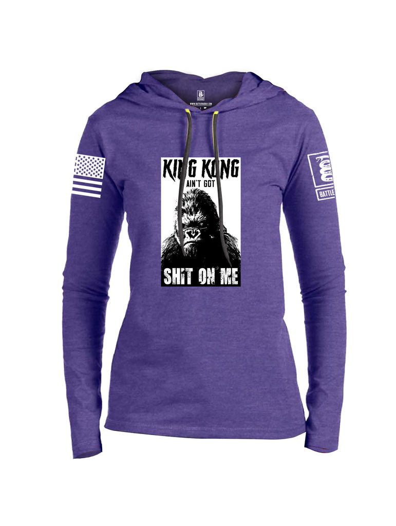 Battleraddle King Kong Ain'T Got Shit On Me White Sleeves Women Cotton Thin Cotton Lightweight Hoodie