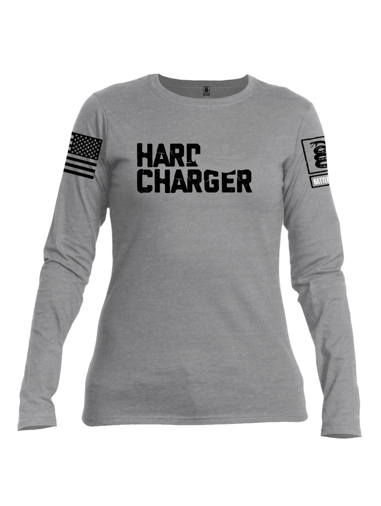 Battleraddle Hard Charger Black Sleeves Women Cotton Crew Neck Long Sleeve T Shirt