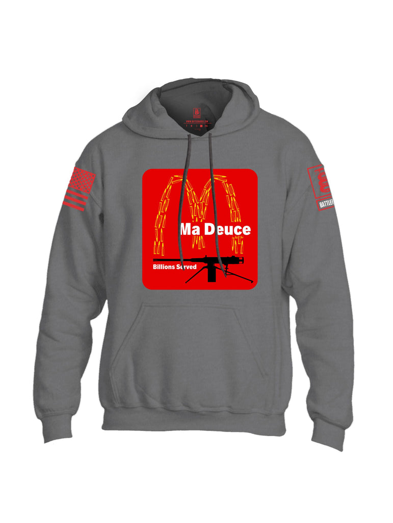 Battleraddle Ma Deuce Billions Served Red Sleeves Uni Cotton Blended Hoodie With Pockets