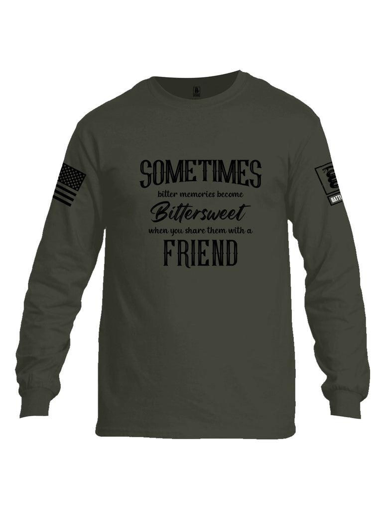 Battleraddle Sometimes Bitter Memories Become Bittersweet Black Sleeves Men Cotton Crew Neck Long Sleeve T Shirt