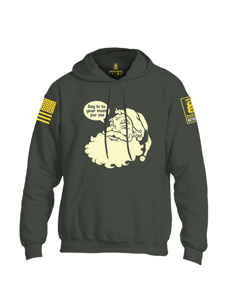 Battleraddle Say Hi To Your Mom  Yellow Sleeves Uni Cotton Blended Hoodie With Pockets