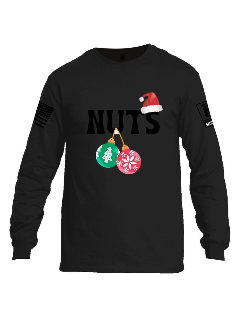 Battleraddle Nuts Christmas Black Sleeves Men Cotton Crew Neck Long Sleeve T Shirt