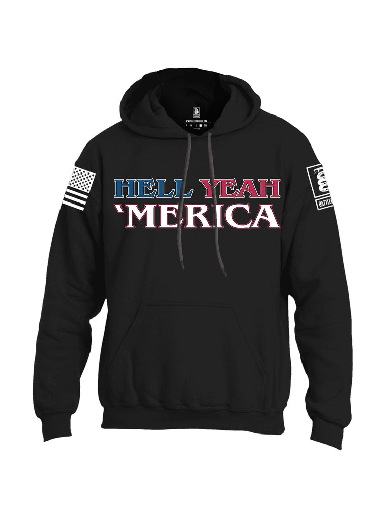 Battleraddle Hell Yeah 'Merica White Sleeves Uni Cotton Blended Hoodie With Pockets