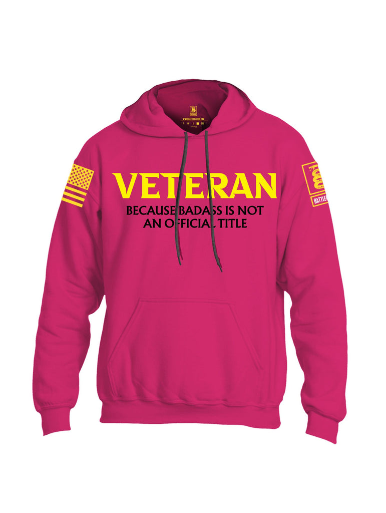 Battleraddle Veteran Because Bad Ass Is Not An Official Title Yellow Sleeves Uni Cotton Blended Hoodie With Pockets