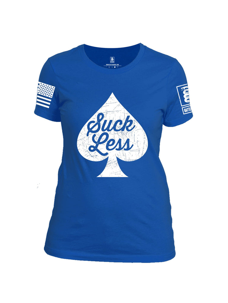 Battleraddle Suck Less White Sleeves Women Cotton Crew Neck T-Shirt