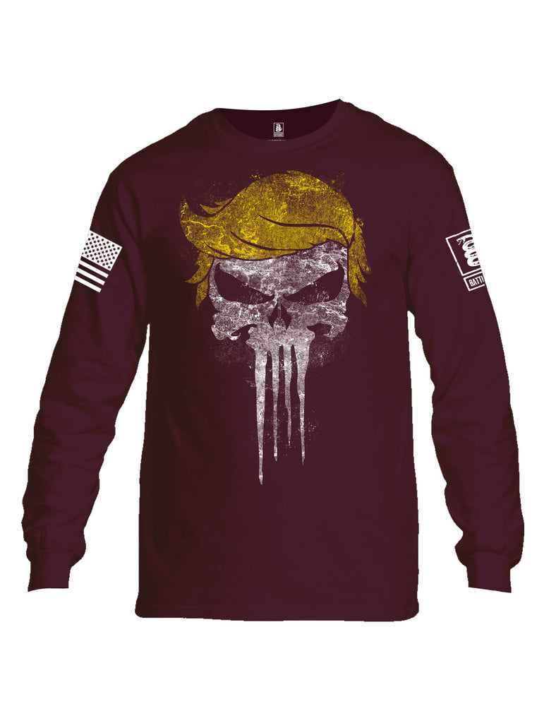 Battleraddle Trump Hair Punisher White Sleeves Men Cotton Crew Neck Long Sleeve T Shirt