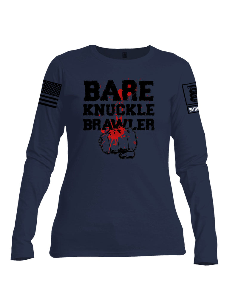 Battleraddle Bare Knuckle Brawler  Black Sleeves Women Cotton Crew Neck Long Sleeve T Shirt