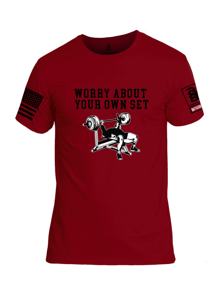 Battleraddle Worry About Your Own Set  Black Sleeves Men Cotton Crew Neck T-Shirt