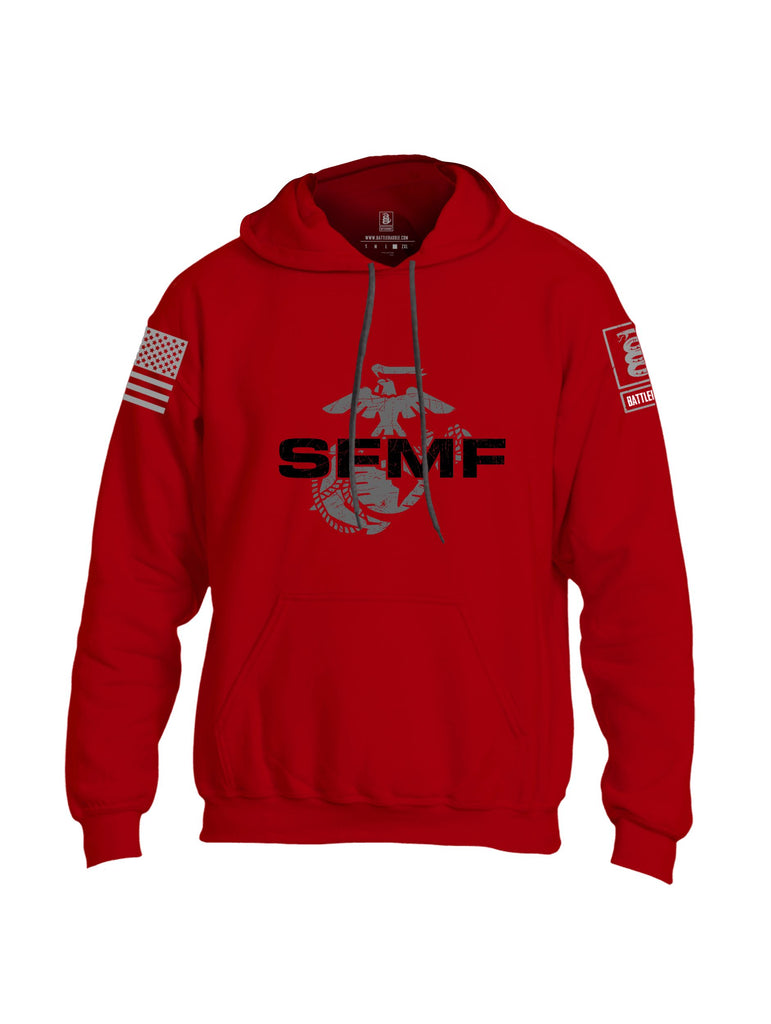 Battleraddle Sfmf Marine Grey Sleeves Uni Cotton Blended Hoodie With Pockets