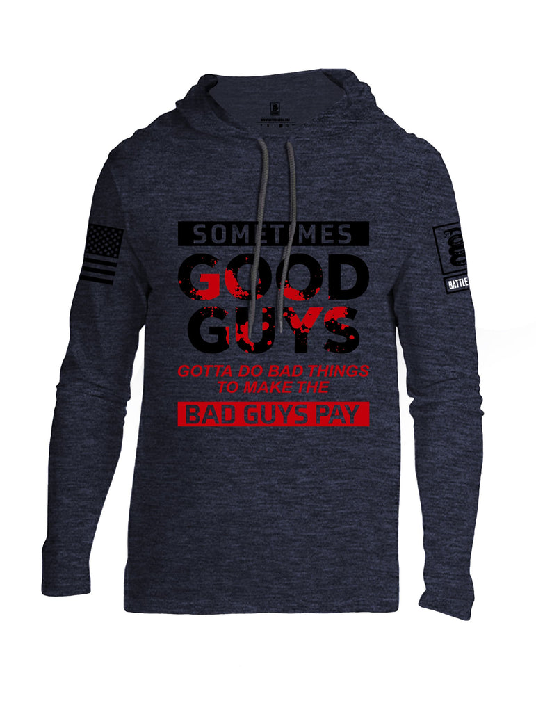 Battleraddle Sometimes Good Guys Black Sleeves Men Cotton Thin Cotton Lightweight Hoodie