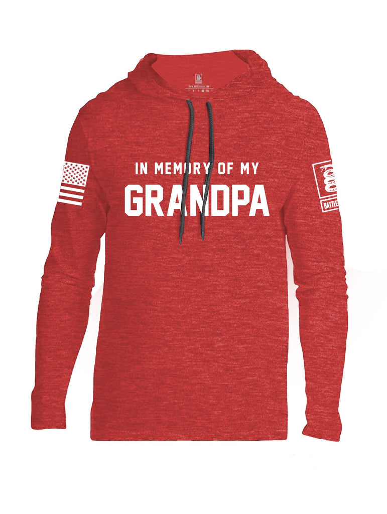 Battleraddle In Memory Of My Grandpa White Sleeves Men Cotton Thin Cotton Lightweight Hoodie