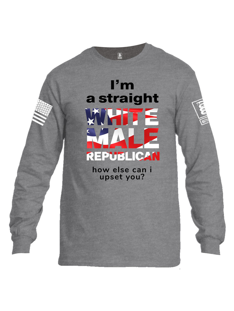 Battleraddle I'M A Straight White Male Republican White Sleeves Men Cotton Crew Neck Long Sleeve T Shirt