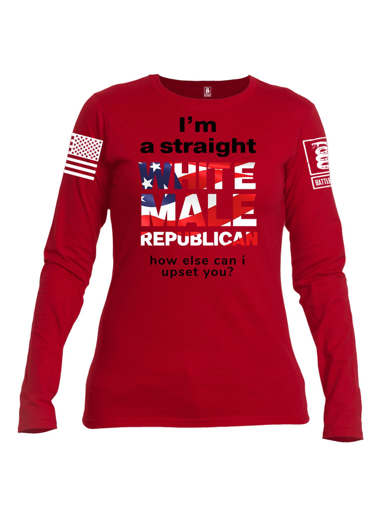 Battleraddle I'M A Straight White Male Republican White Sleeves Women Cotton Crew Neck Long Sleeve T Shirt