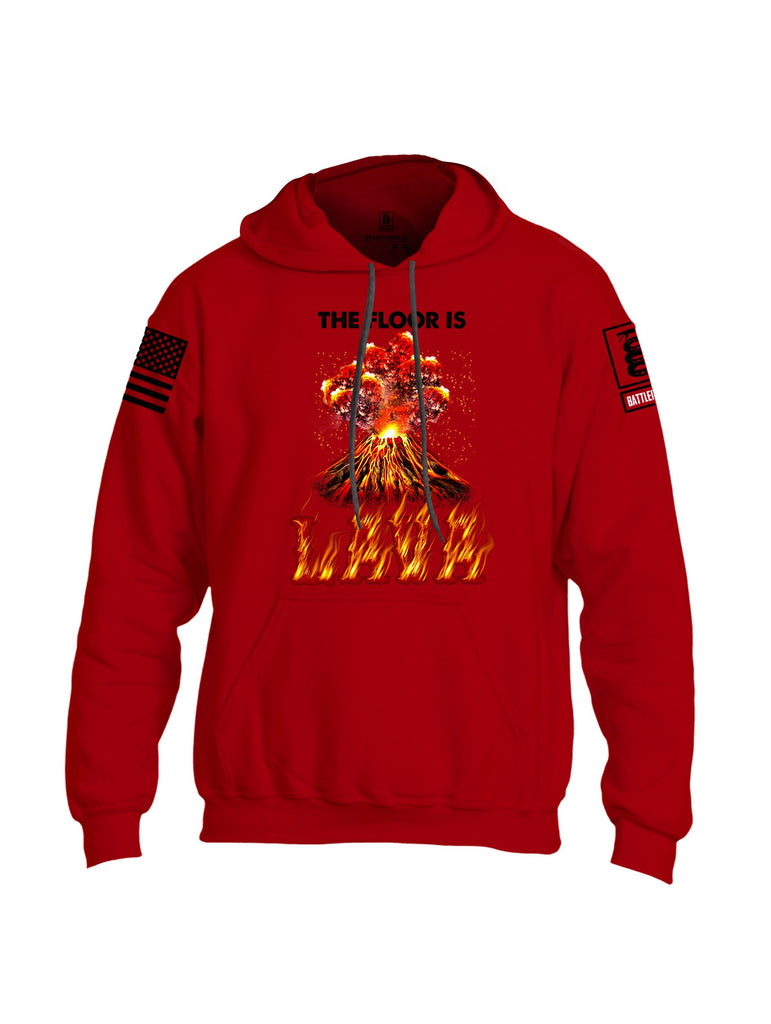 Battleraddle The Floor Is Lava Black Sleeves Uni Cotton Blended Hoodie With Pockets