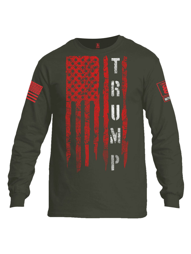 Battleraddle Trump Flag Red Sleeves Men Cotton Crew Neck Long Sleeve T Shirt