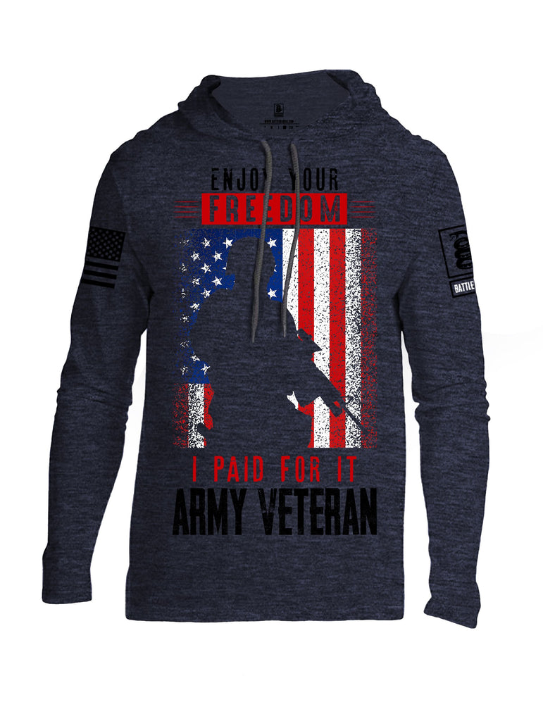 Battleraddle Enjoy Your Freedom  Black Sleeves Men Cotton Thin Cotton Lightweight Hoodie