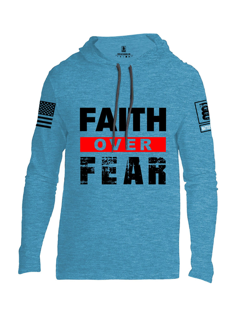 Battleraddle Faith Over Fear Black Sleeves Men Cotton Thin Cotton Lightweight Hoodie