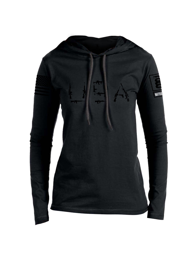 Battleraddle Usa Rifle Black Sleeves Women Cotton Thin Cotton Lightweight Hoodie