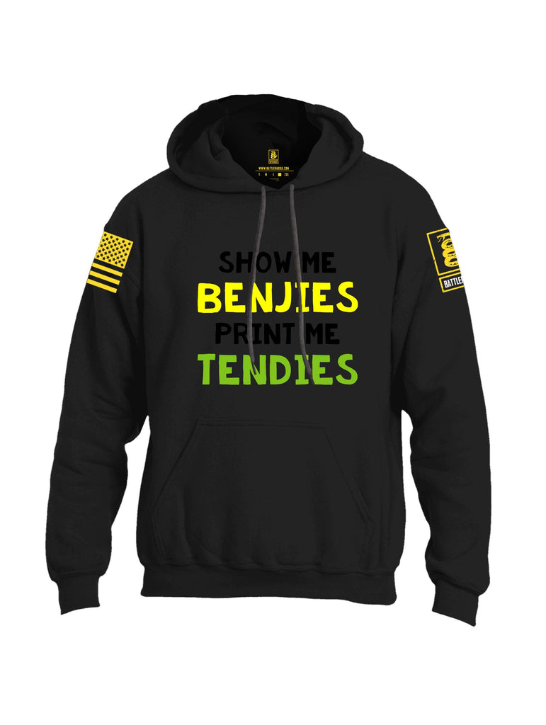 Battleraddle Show Me Benjies  Yellow Sleeves Uni Cotton Blended Hoodie With Pockets