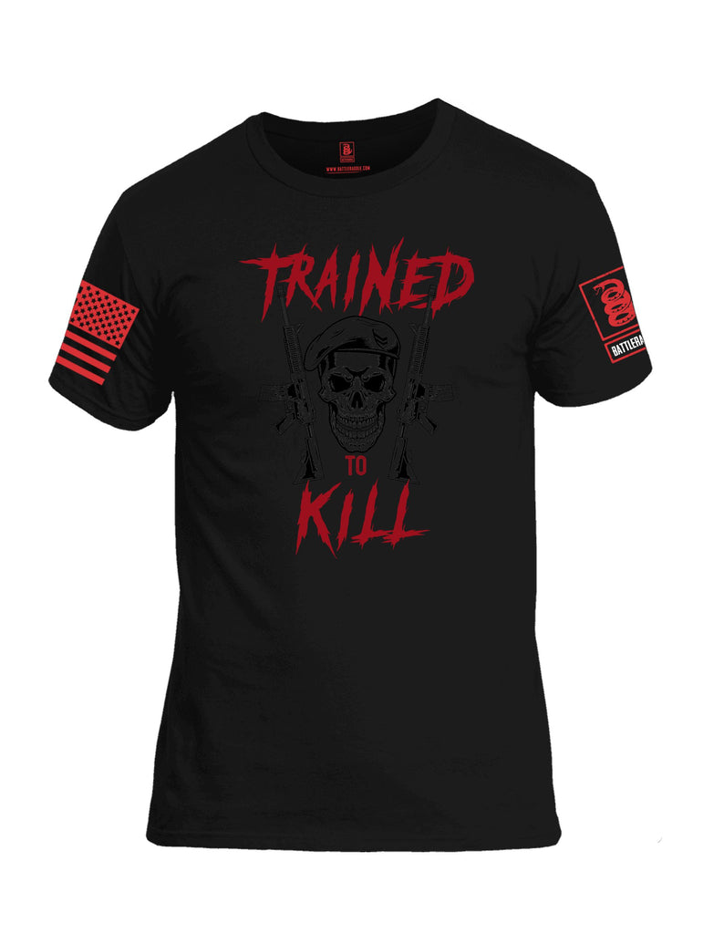 Battleraddle Trained To Kill  Red Sleeves Men Cotton Crew Neck T-Shirt