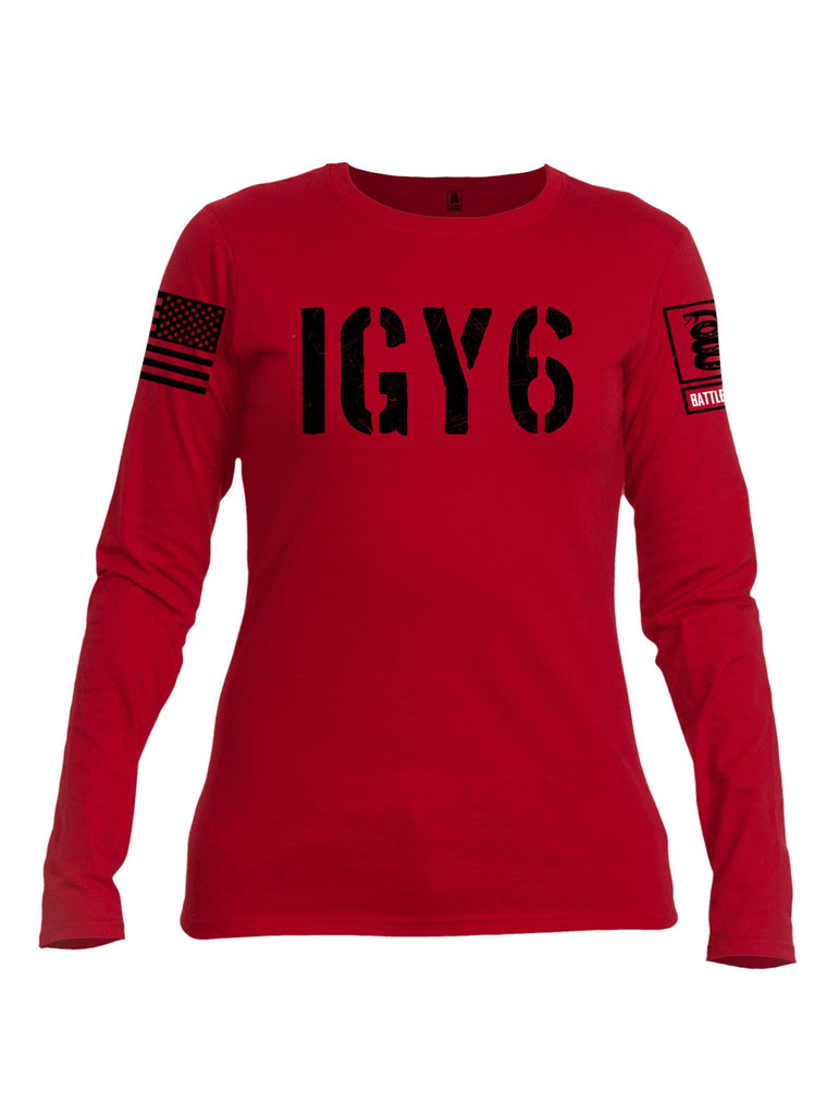 Battleraddle Igy6 Black Sleeves Women Cotton Crew Neck Long Sleeve T Shirt