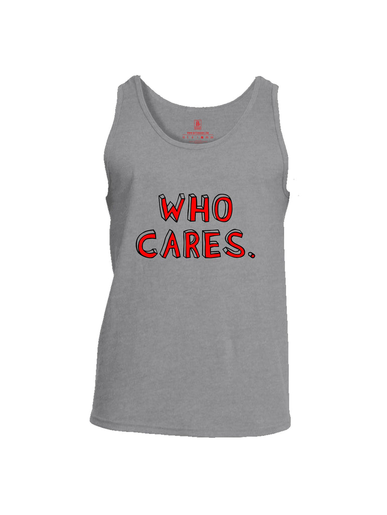 Battleraddle Who Cares Red Sleeves Men Cotton Cotton Tank Top