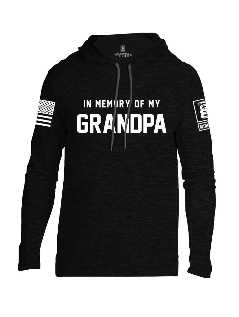 Battleraddle In Memory Of My Grandpa White Sleeves Men Cotton Thin Cotton Lightweight Hoodie