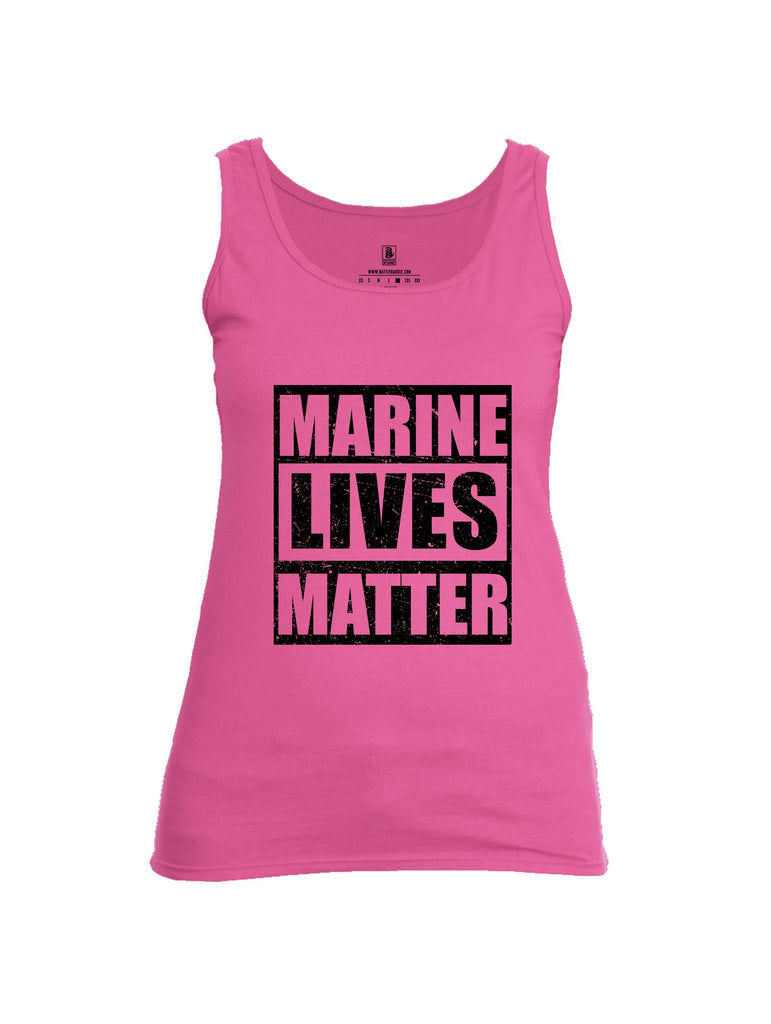 Battleraddle Marine Lives Matter Black Sleeves Women Cotton Cotton Tank Top