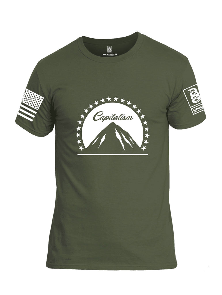 Battleraddle Capitalism White Sleeves Men Cotton Crew Neck T-Shirt