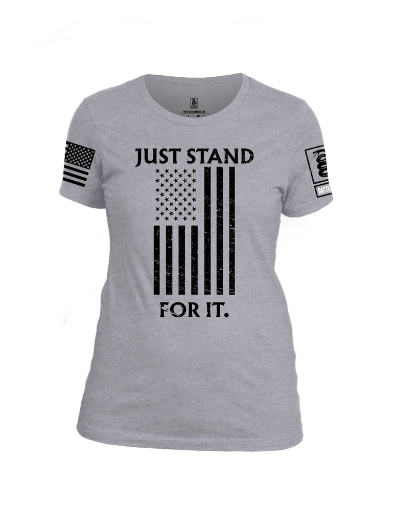 Battleraddle Just Stand For It Black Sleeves Women Cotton Crew Neck T-Shirt