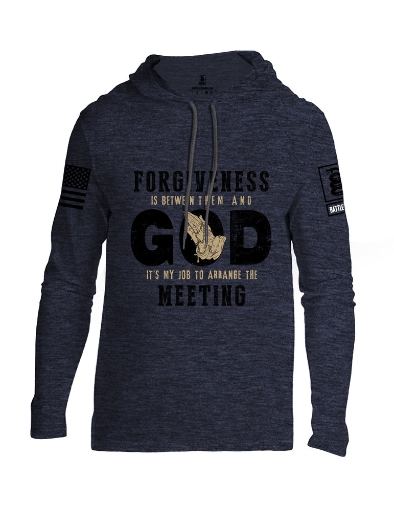 Battleraddle Forgiveness Is Between Them  Black Sleeves Men Cotton Thin Cotton Lightweight Hoodie