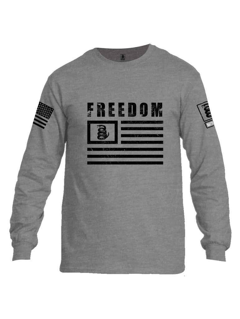 Battleraddle Freedom Flag Black Sleeves Men Cotton Crew Neck Long Sleeve T Shirt