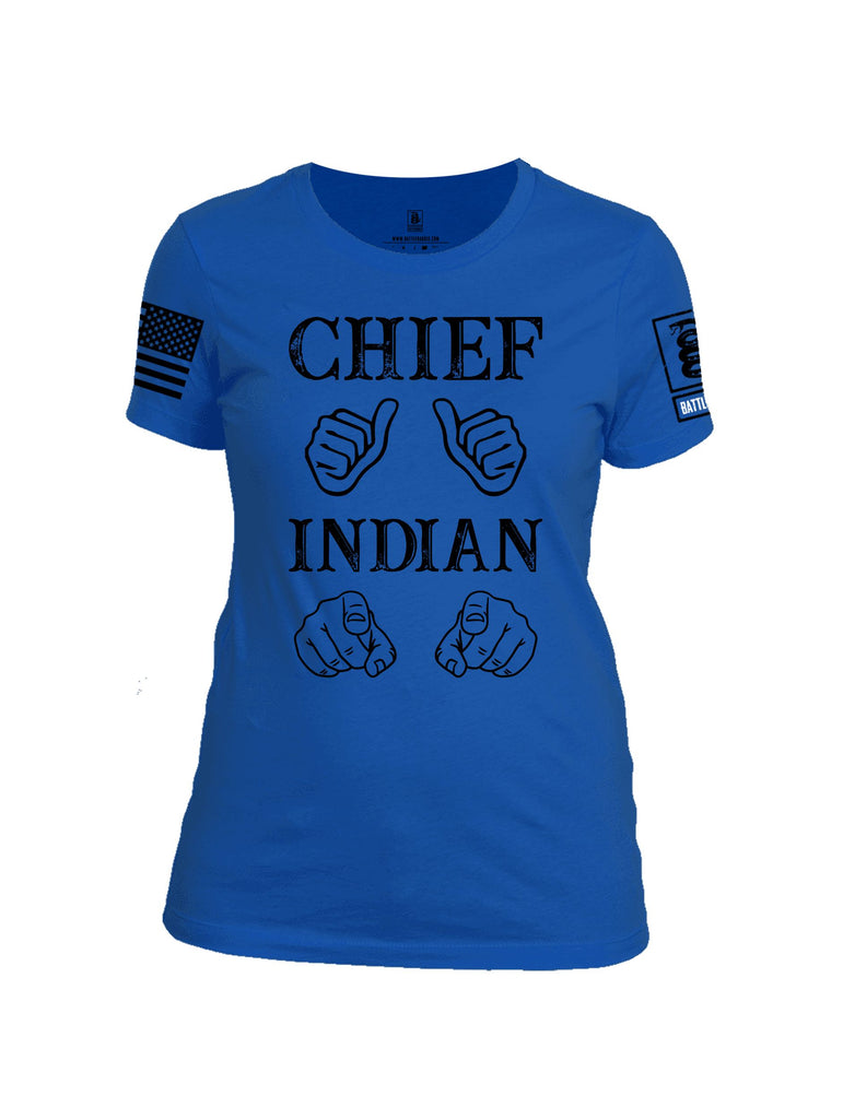 Battleraddle Chief Indian  Black Sleeves Women Cotton Crew Neck T-Shirt