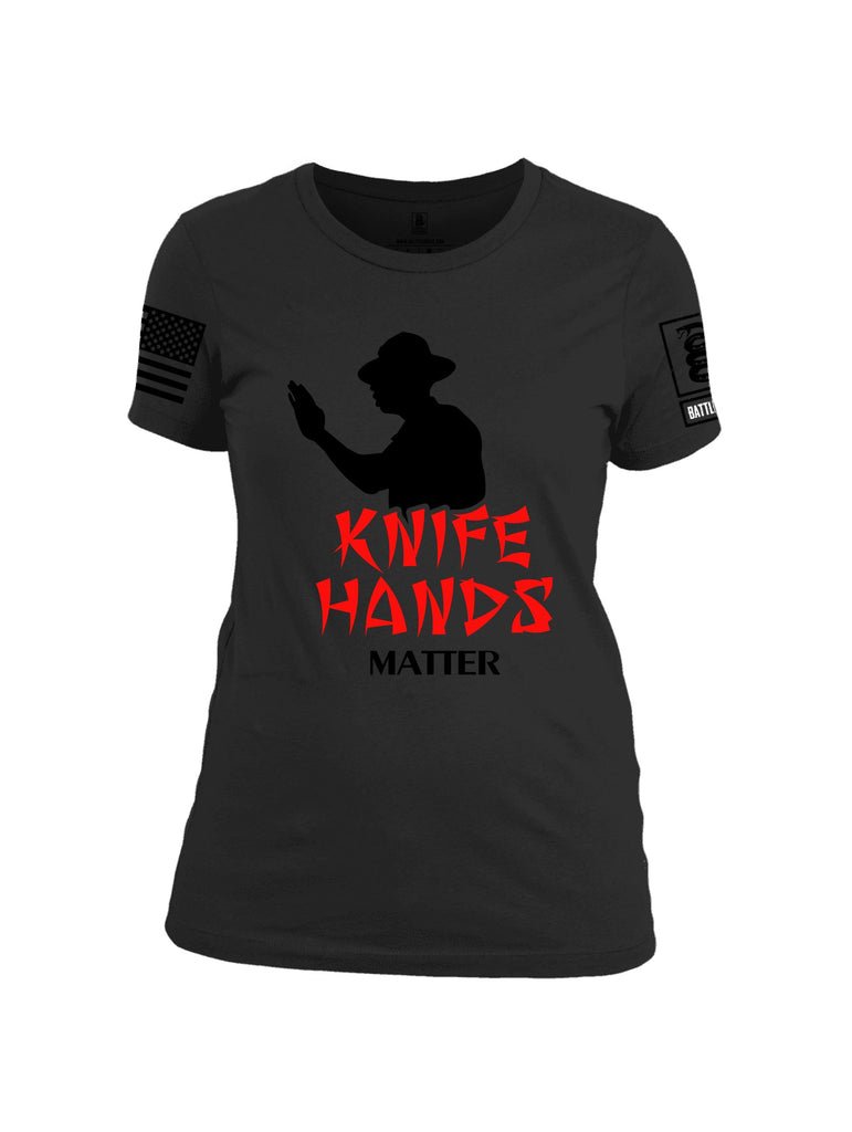 Battleraddle Knife Hands Matter  Black Sleeves Women Cotton Crew Neck T-Shirt