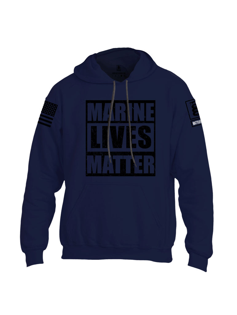 Battleraddle Marine Lives Matter Black Sleeves Uni Cotton Blended Hoodie With Pockets