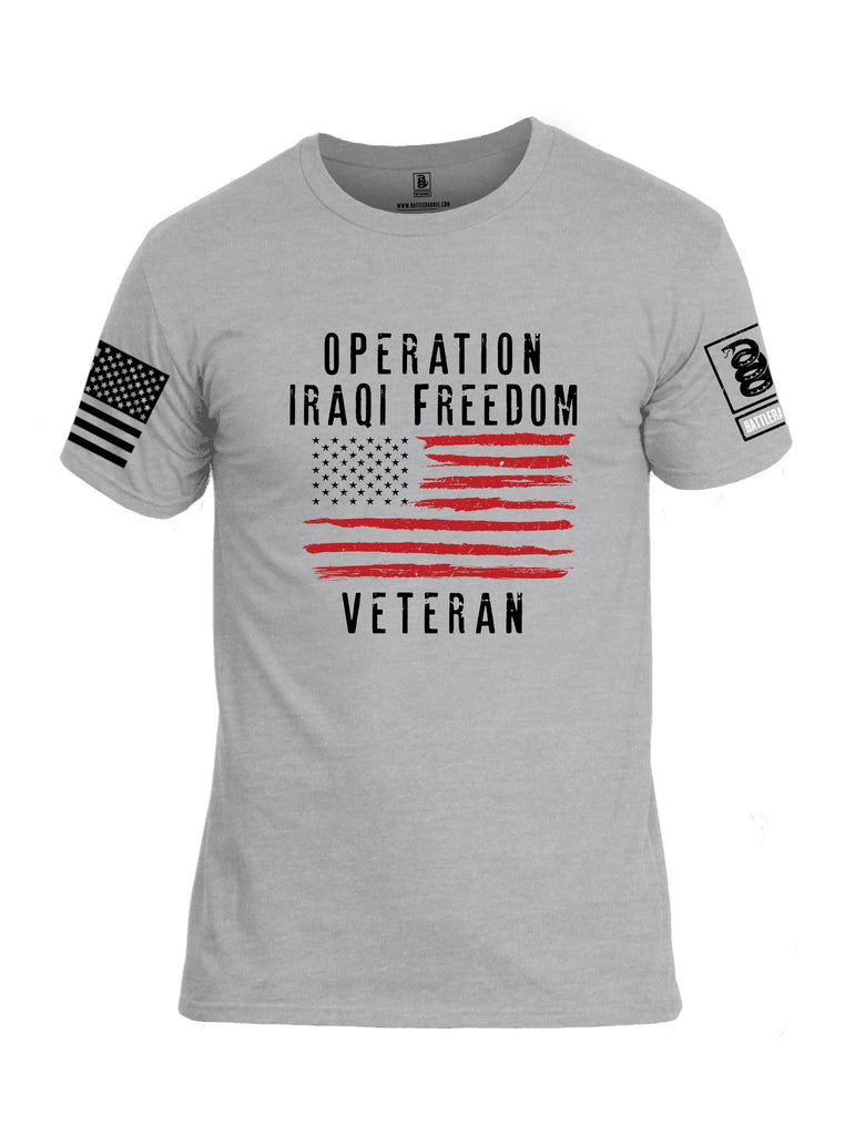 Battleraddle Operation Iraqi Freedom Veteran Black Sleeves Men Cotton Crew Neck T-Shirt