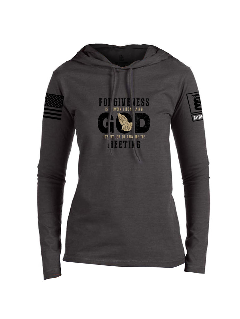 Battleraddle Forgiveness Is Between Them  Black Sleeves Women Cotton Thin Cotton Lightweight Hoodie