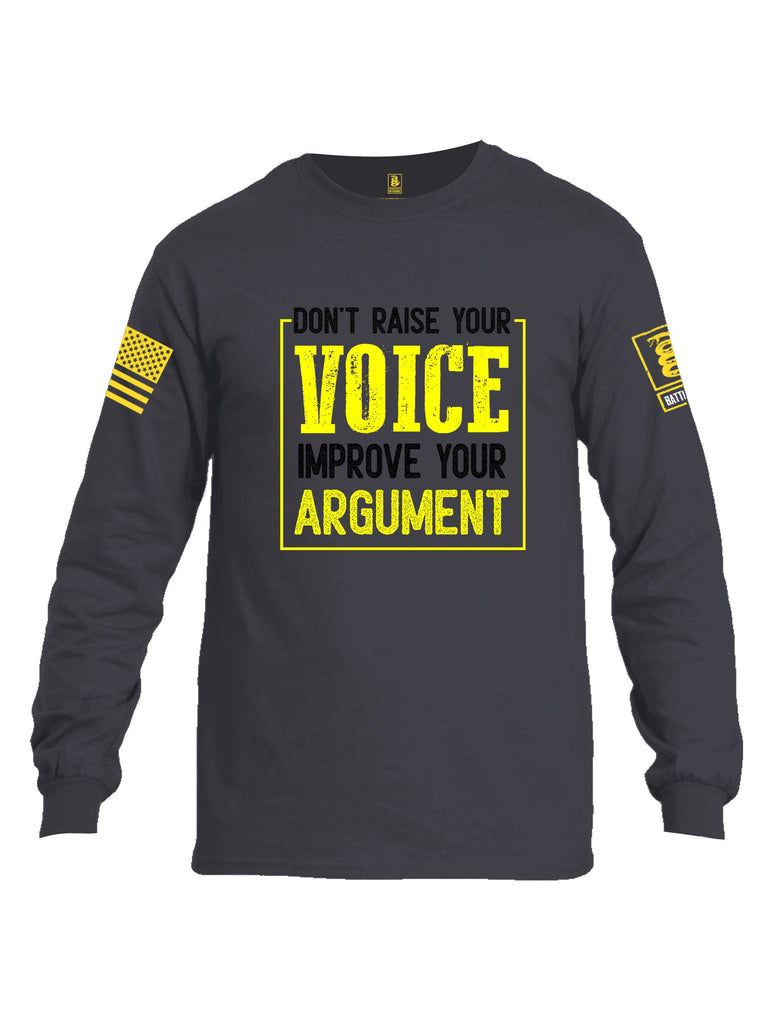 Battleraddle Don'T Raise Your Voice Yellow Sleeves Men Cotton Crew Neck Long Sleeve T Shirt