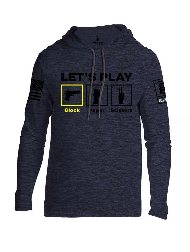 Battleraddle Let'S Play Glock Paper Scissors Black Sleeves Men Cotton Thin Cotton Lightweight Hoodie