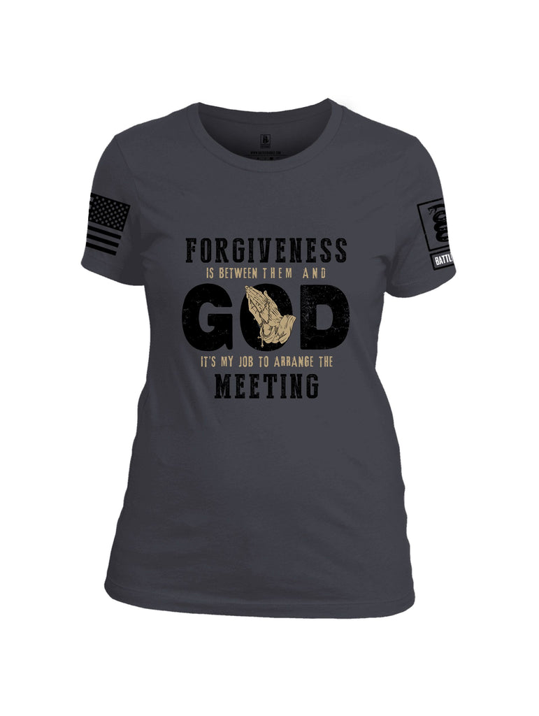 Battleraddle Forgiveness Is Between Them  Black Sleeves Women Cotton Crew Neck T-Shirt