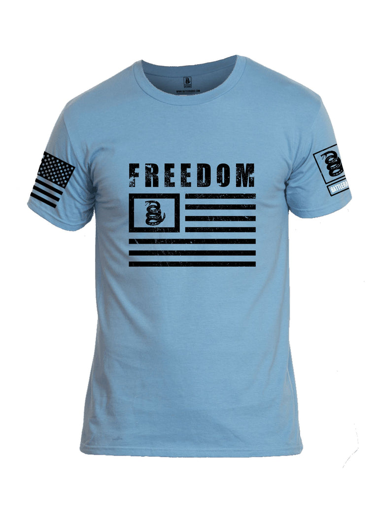 Battleraddle Freedom Flag Black Sleeves Men Cotton Crew Neck T-Shirt